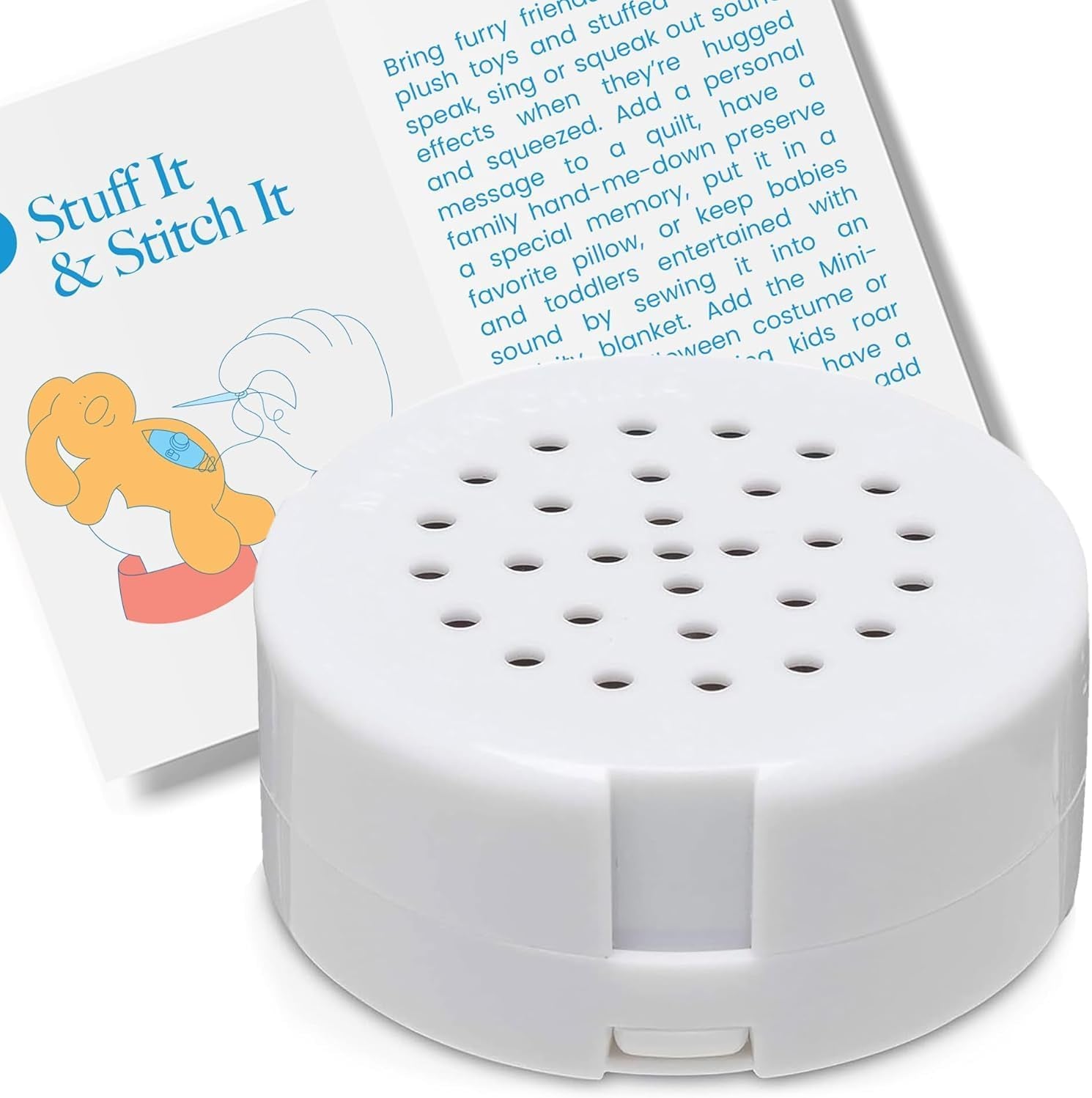 Mini-Me®, Mini Recorder for Plush Toys, Pillows, Quilts & Back to School Crafts | 60-Second Multi-Message Custom Audio for DIY Gifting & Classroom Projects - 1 Pack